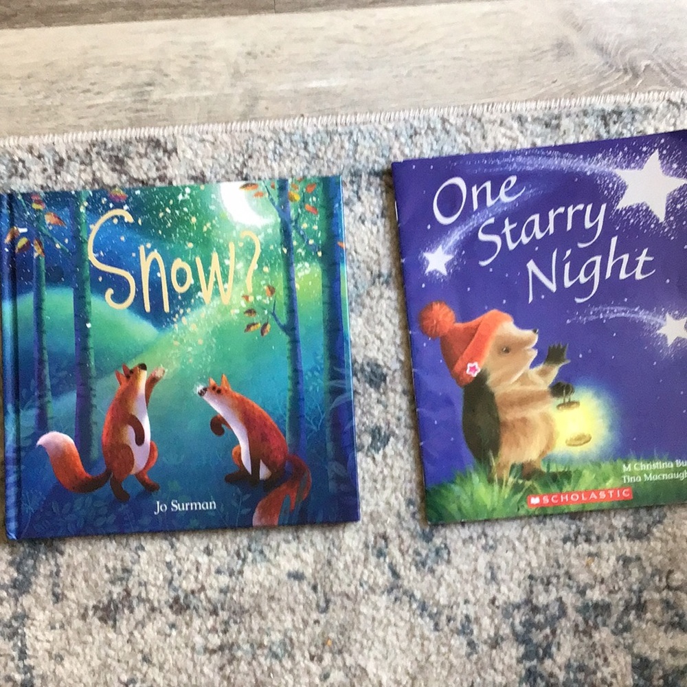 Two books snow and one starry night